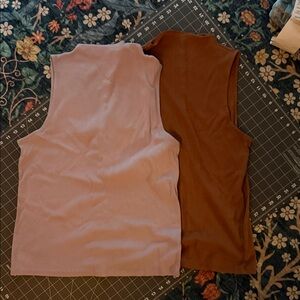 a new day Sleeveless Mock Neck Tops - Light Purple and Brown